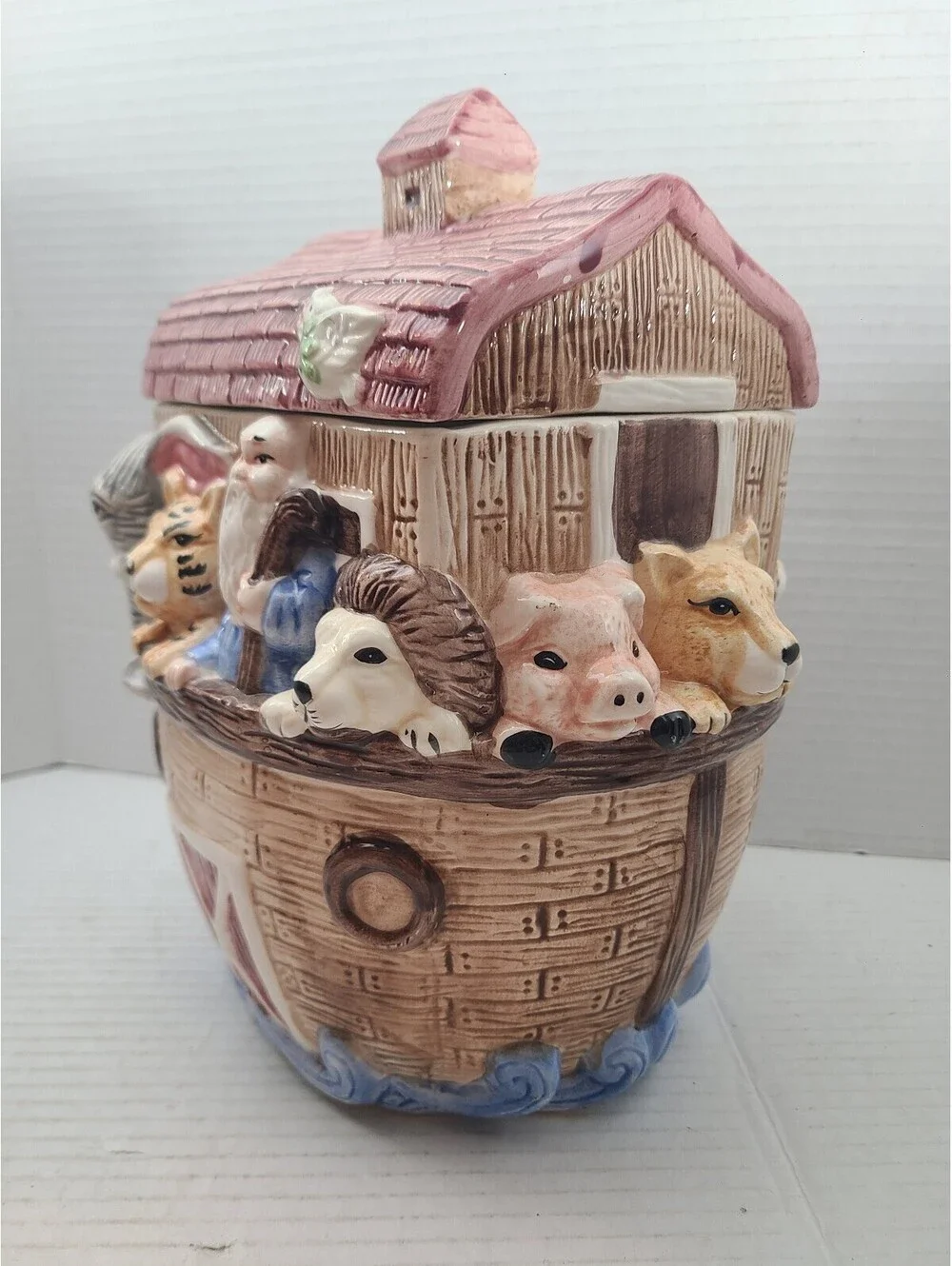 Noah's Ark Vigor Ceramics Cookie Jar w/ Lid Vintage 1980s EUC